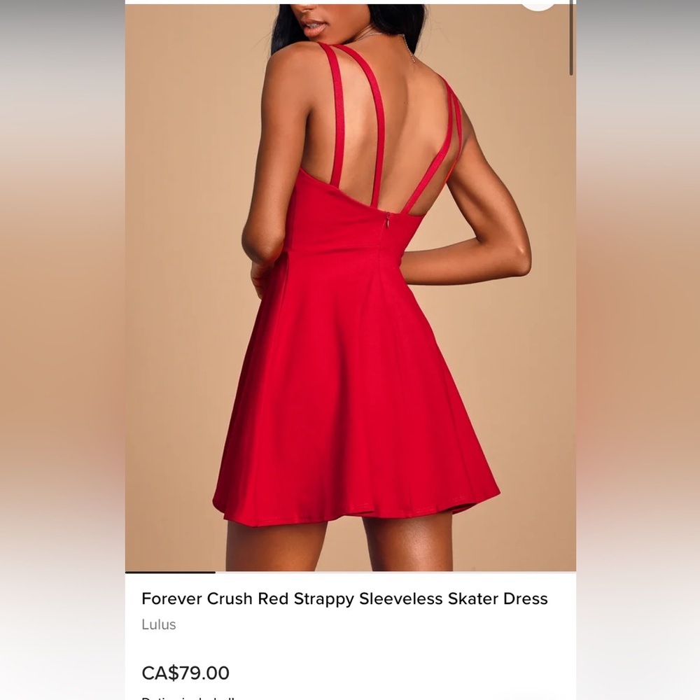 Lulu's Red V-Neck Mini Skater Dress - Picture 4 of 11